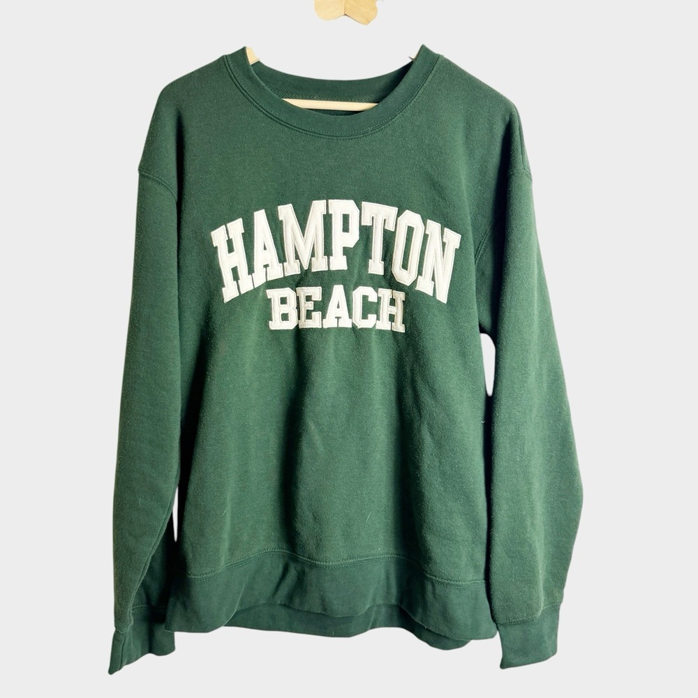 Hampton Beach 2X Green Pullover Sweatshirt Crew Neck  By New York Popular
